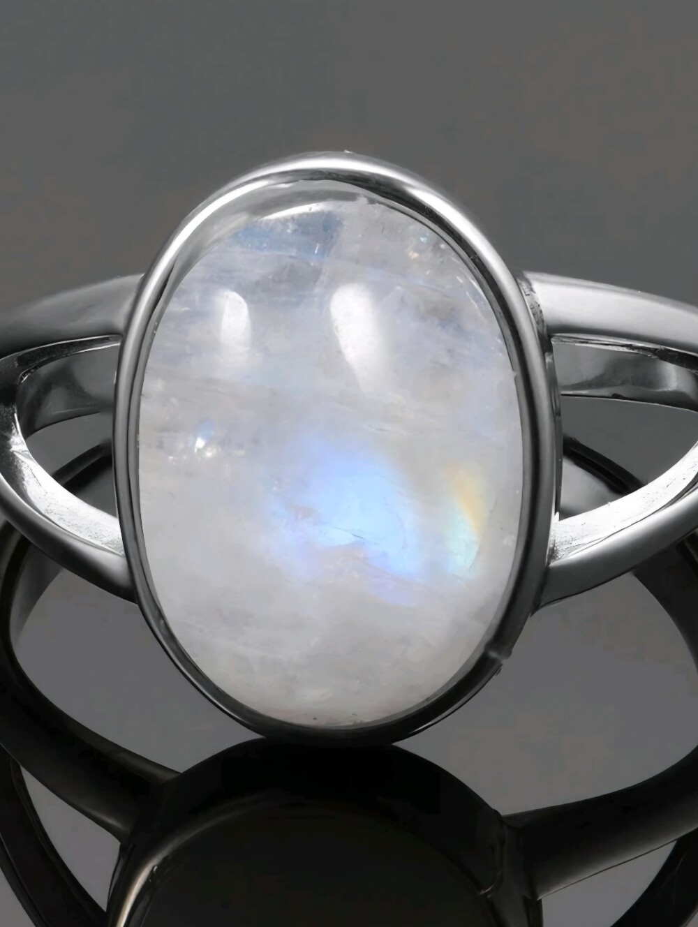 925 Sterling Silver Moonstone 10x14 mm Oval Antique Ring size 6
